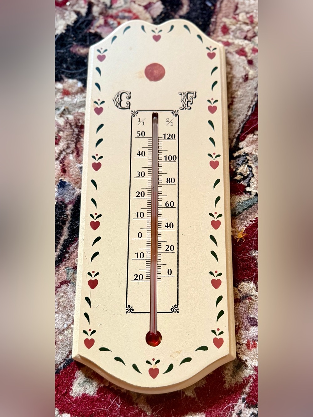 Cream Wall Thermometer with Red Heart Accent - Unbranded